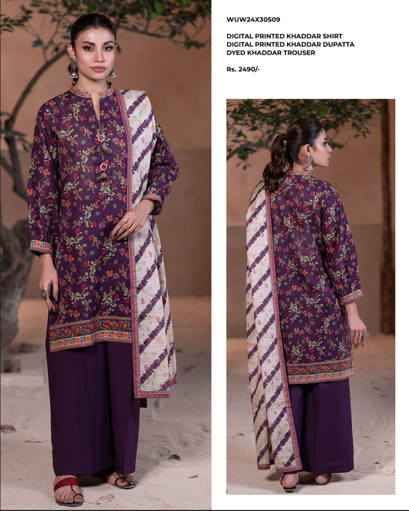 Zellbury winter khadar 3 piece