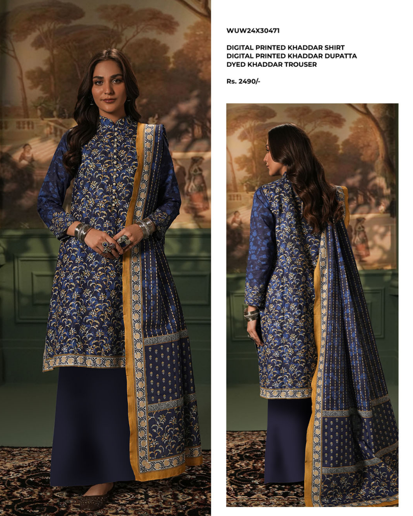 Zellbury winter khadar 3 piece