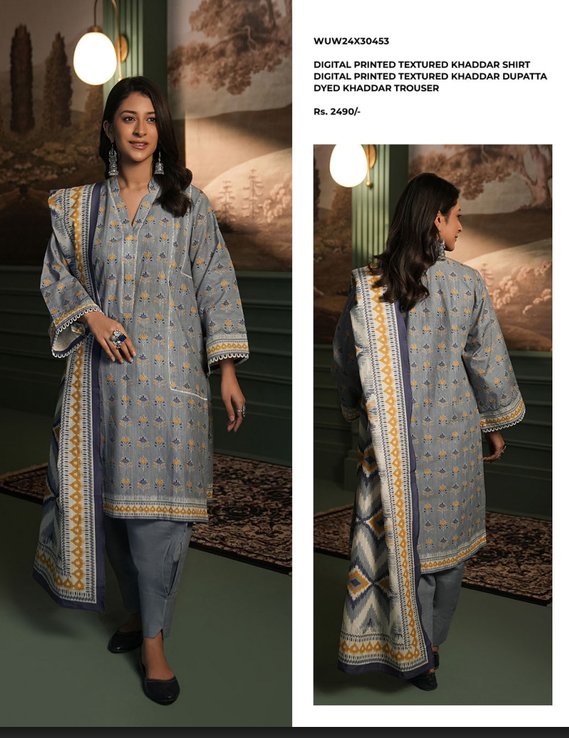 Zellbury winter khadar 3 piece
