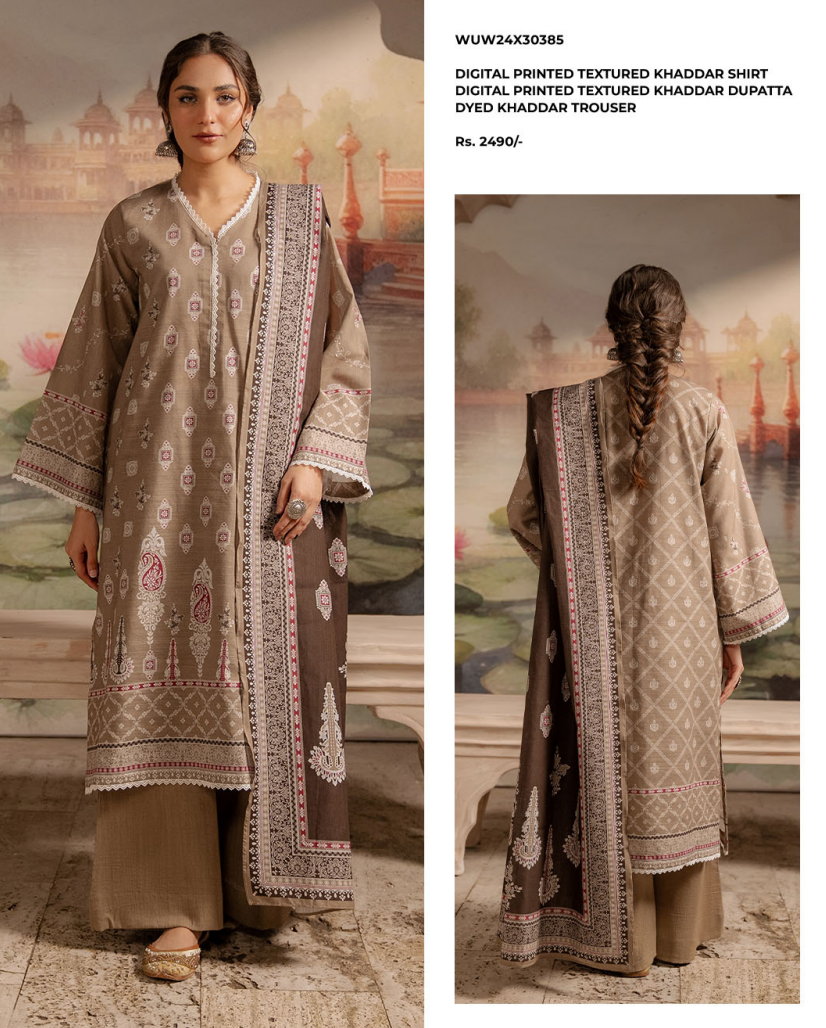 Zellbury winter khadar 3 piece