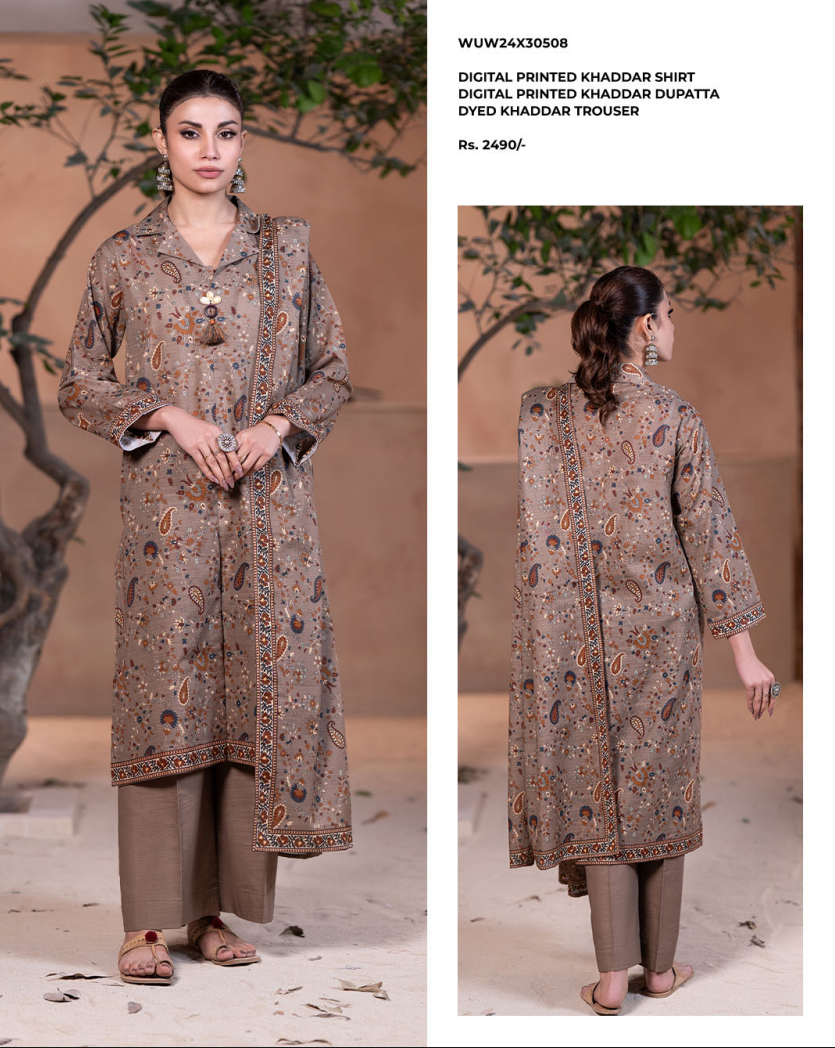 Zellbury winter khadar 3 piece