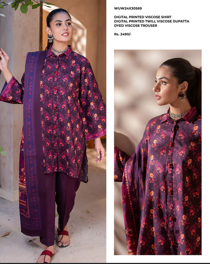 Zellbury winter khadar 3 piece