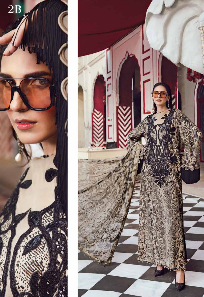 Maria.B.M prints  3 Piece Unstitched Embroidered Cambric Suit