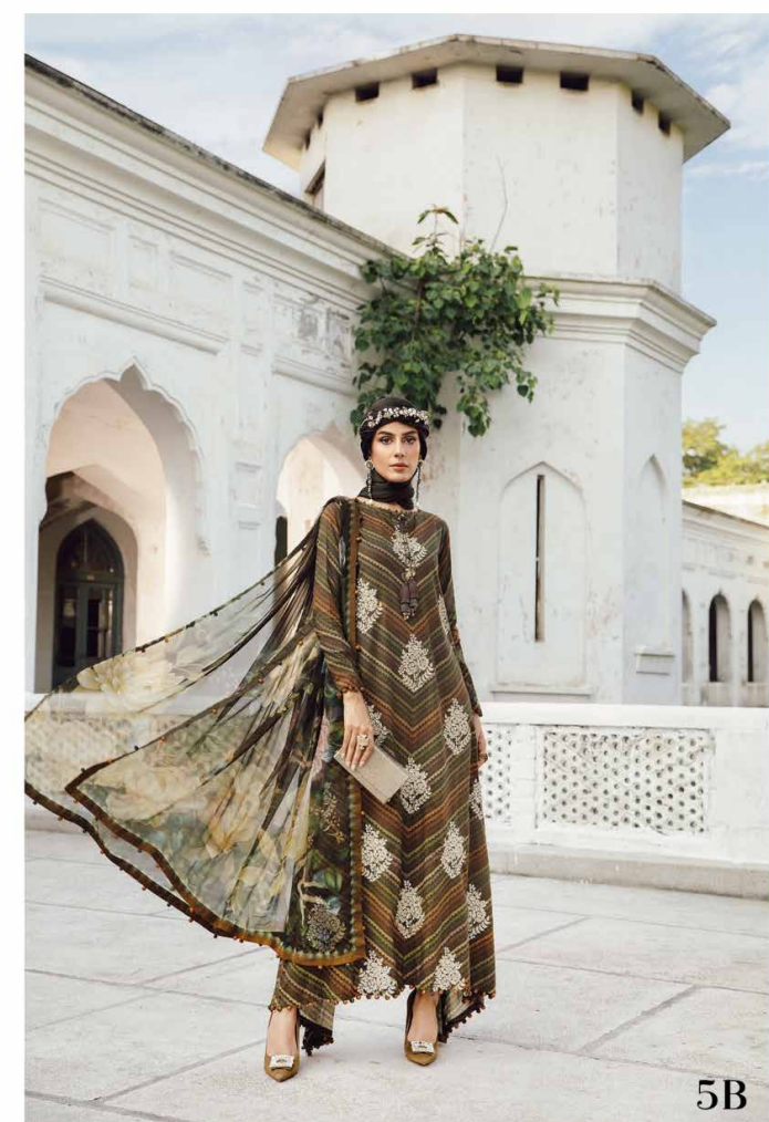 Maria.B.M Basic 3 Piece Unstitched Embroidered Cambric Suit