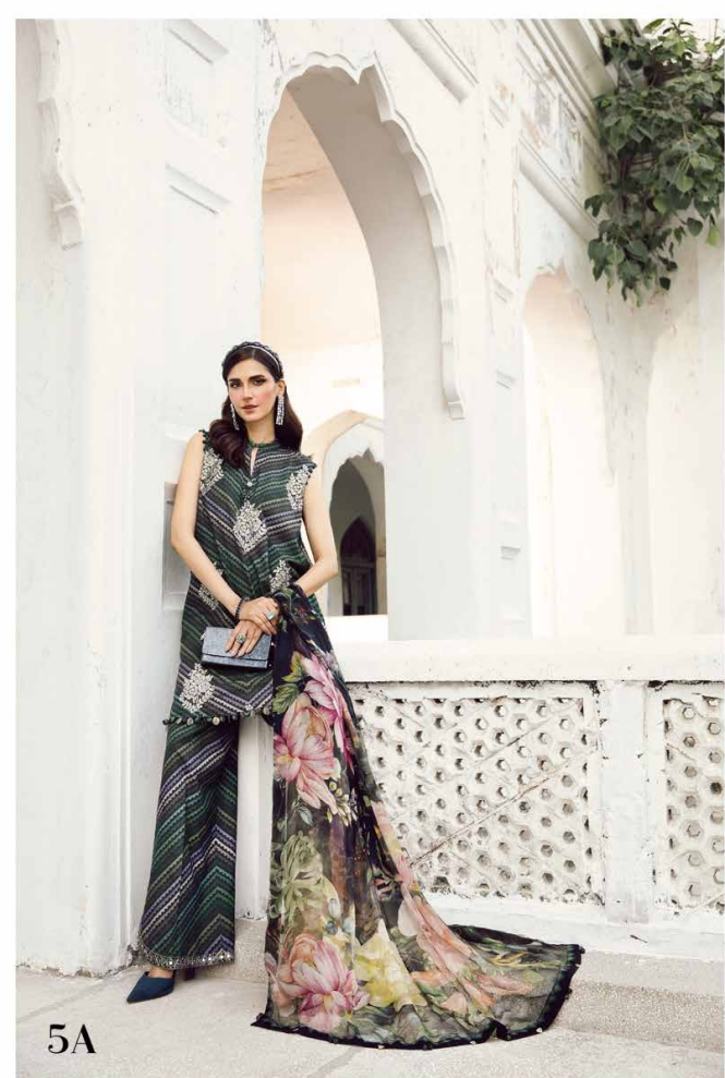 Maria.B.M Basic 3 Piece Unstitched Embroidered Cambric Suit