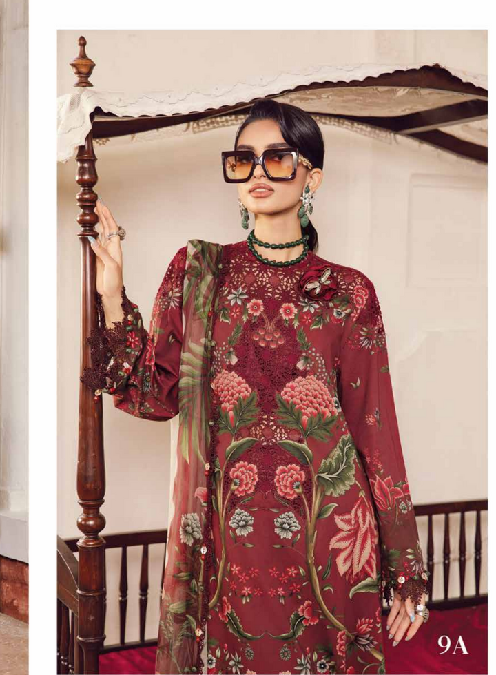 Maria.B.M Basic 3 Piece Unstitched Embroidered Cambric Suit