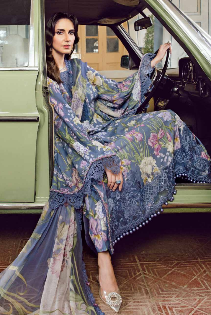 Maria.B.M Basic 3 Piece Unstitched Embroidered Cambric Suit