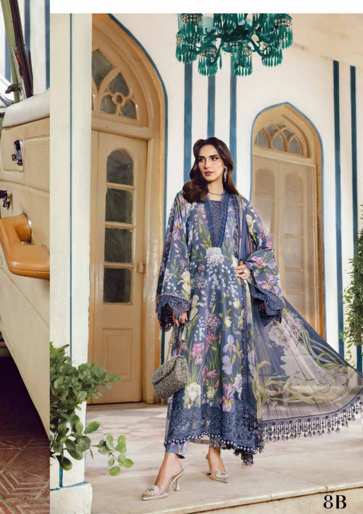 Maria.B.M Basic 3 Piece Unstitched Embroidered Cambric Suit