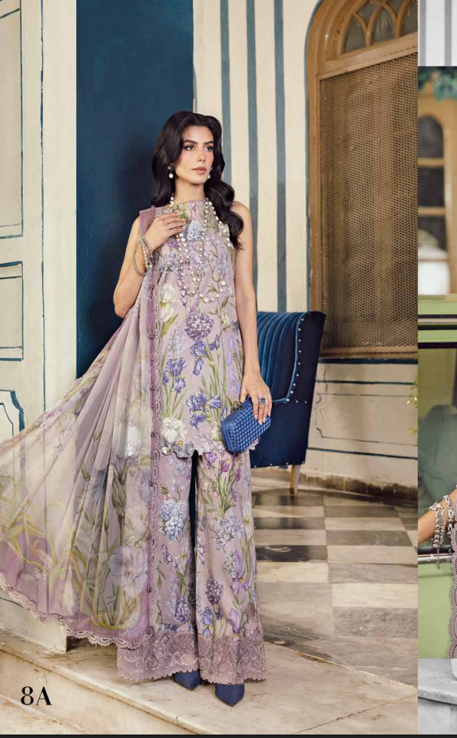 Maria.B.M Basic 3 Piece Unstitched Embroidered Cambric Suit