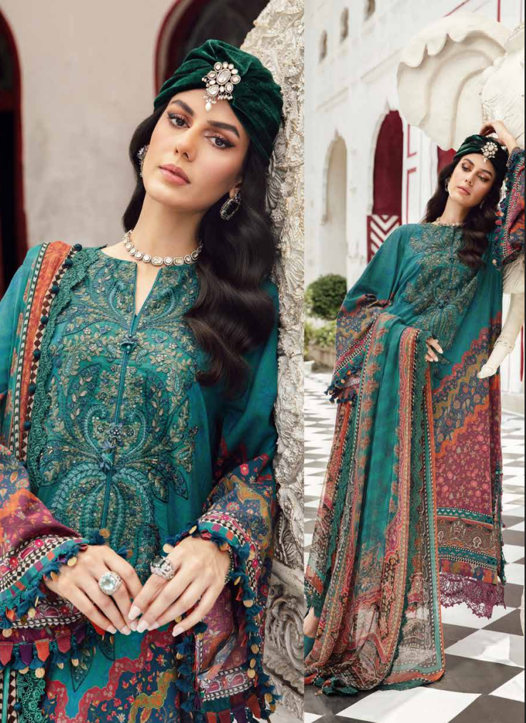 Maria.B.M Basic 3 Piece Unstitched Embroidered Cambric Suit