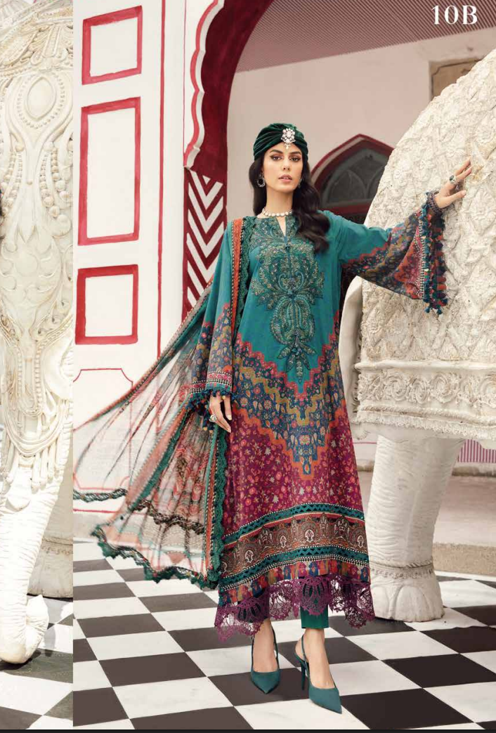 Maria.B.M Basic 3 Piece Unstitched Embroidered Cambric Suit