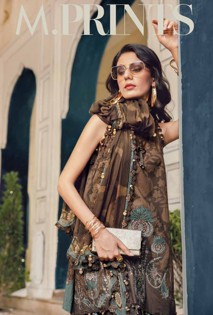 Maria.B.M Basic 3 Piece Unstitched Embroidered Cambric Suit