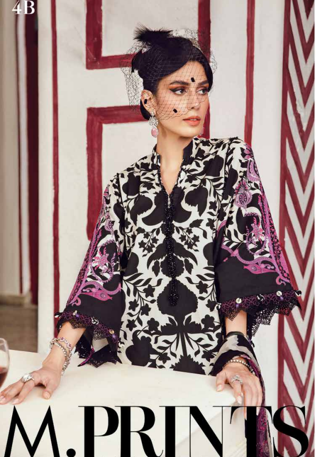 Maria.B.M Basic 3 Piece Unstitched Embroidered Cambric Suit