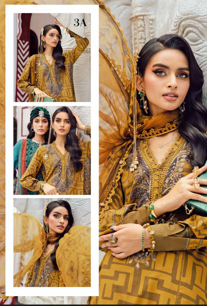 Maria.B.M Basic 3 Piece Unstitched Embroidered Cambric Suit