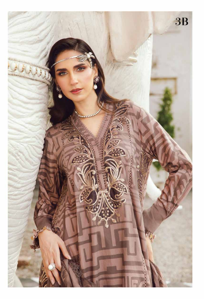 Maria.B.M Basic 3 Piece Unstitched Embroidered Cambric Suit