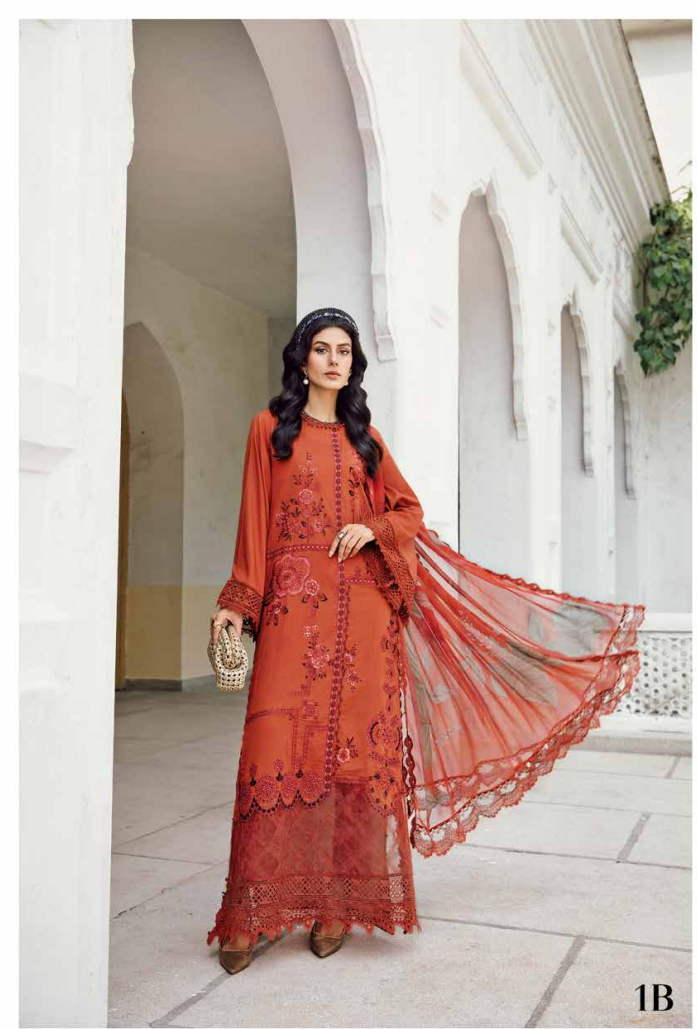 Maria.B.M Basic 3 Piece Unstitched Embroidered Cambric Suit