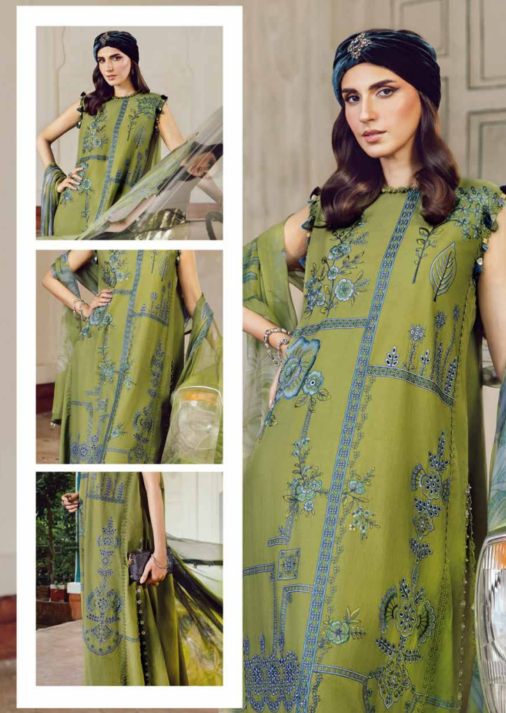 Maria.B.M Basic 3 Piece Unstitched Embroidered Cambric Suit