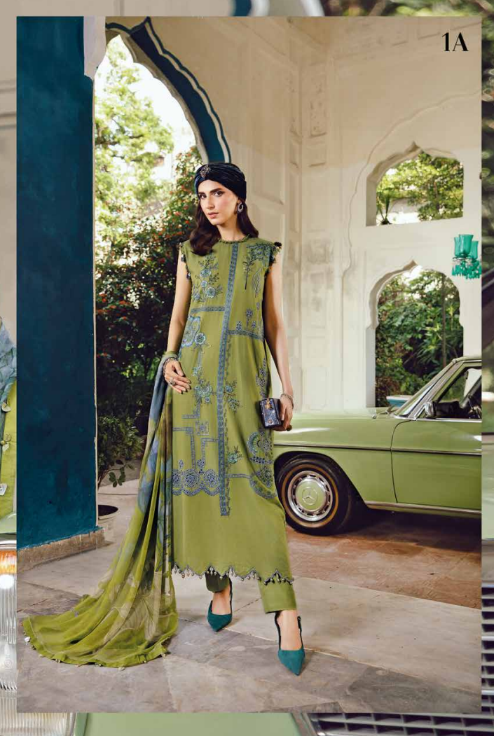 Maria.B.M Basic 3 Piece Unstitched Embroidered Cambric Suit