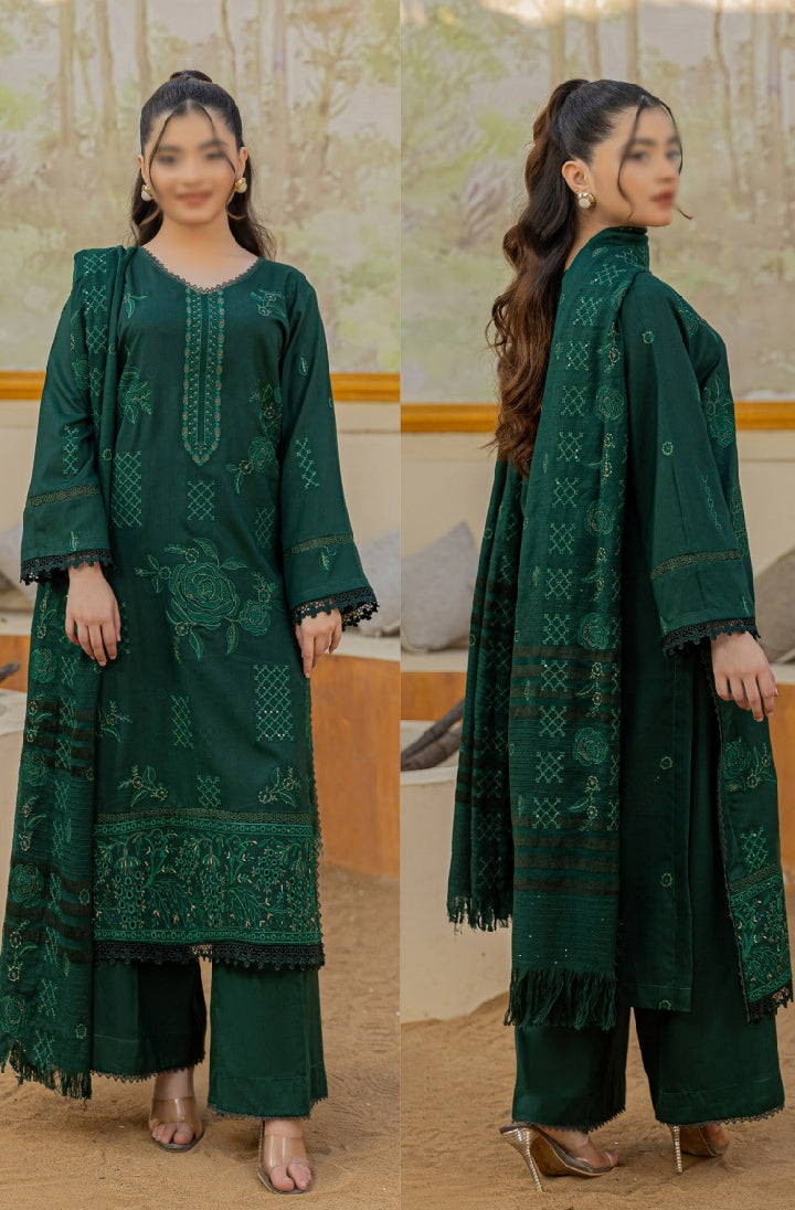 Dhanak Embroidered With Fancy Velvet-Woolen Shawl- Moment By Fantak