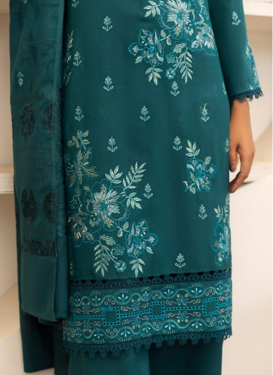 Dhanak Embroidered With Fancy Velvet Embroidered Woolen Shawl-Moonlight