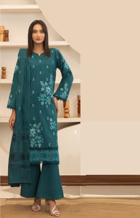 Dhanak Embroidered With Fancy Velvet Embroidered Woolen Shawl-Moonlight