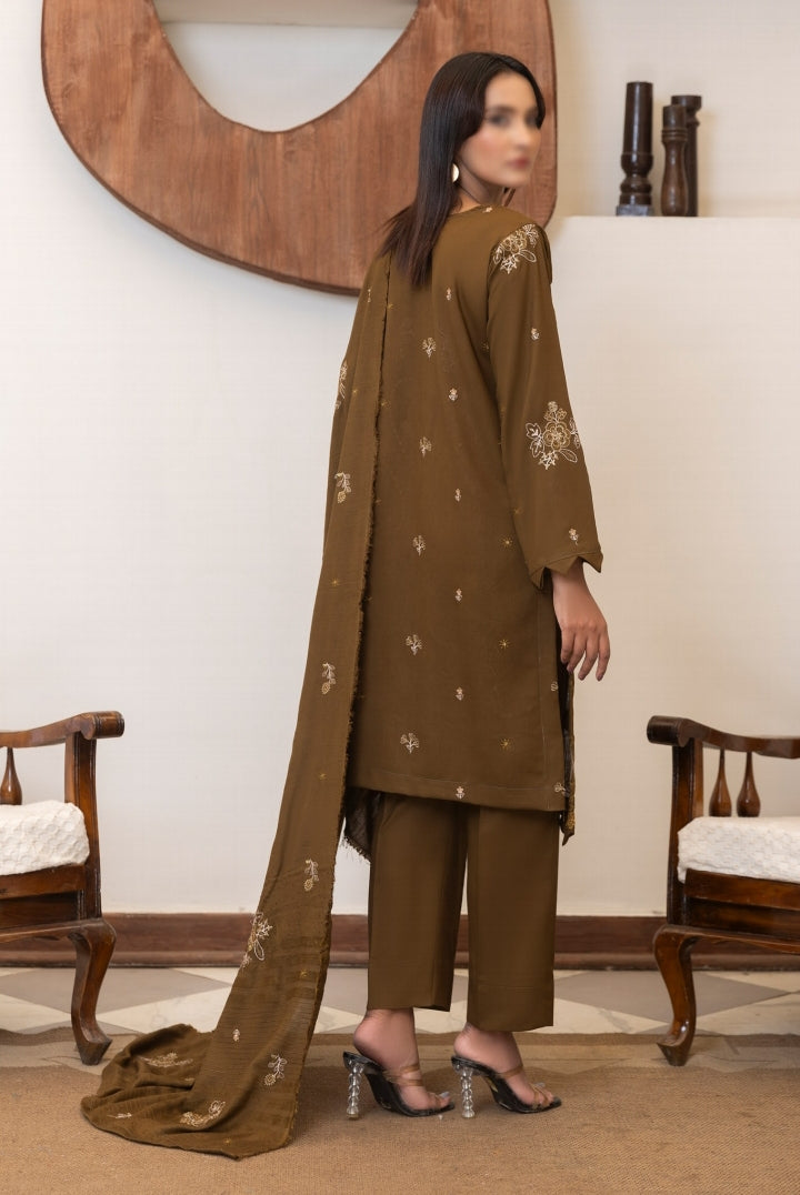 Dhanak Embroidered With Fancy Velvet Embroidered Woolen Shawl-Moonlight