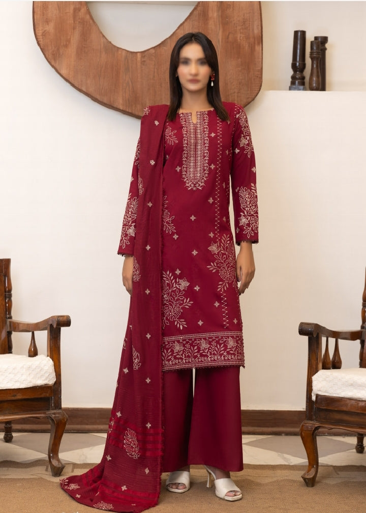 Dhanak Embroidered With Fancy Velvet Embroidered Woolen Shawl-Moonlight