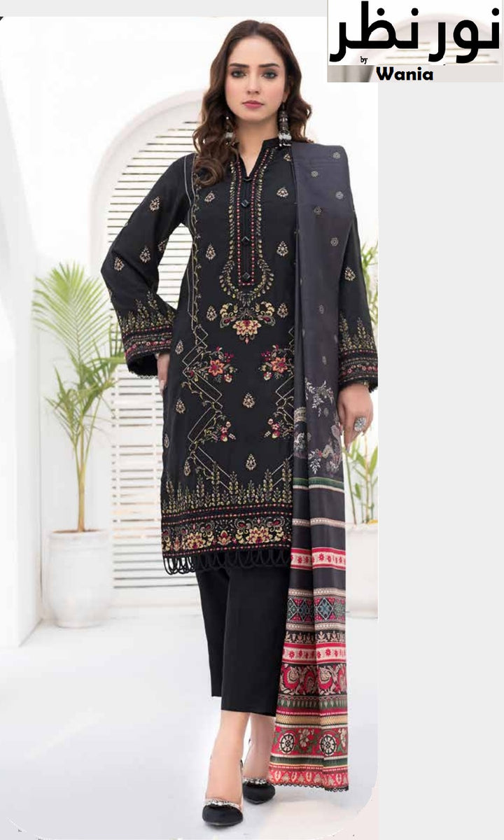 3 pieces VISCOSE SILK EMBROIDERED SHIRT WITH FANCY PRINT DUPATTA-Noor-e-Nazar by Wania