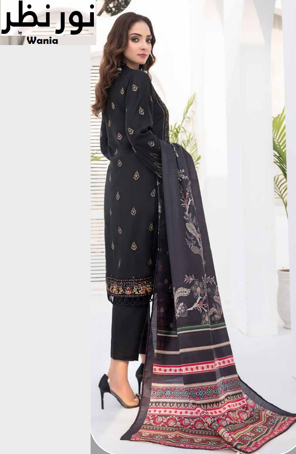 3 pieces VISCOSE SILK EMBROIDERED SHIRT WITH FANCY PRINT DUPATTA-Noor-e-Nazar by Wania