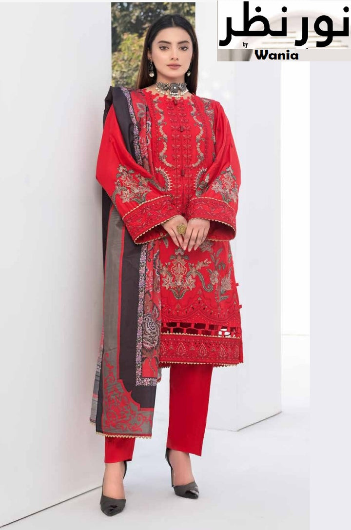 3 Piece VISCOSE SILK EMBROIDERED SHIRT WITH FANCY PRINT DUPATTA-Noor-e-Nazar by Wania