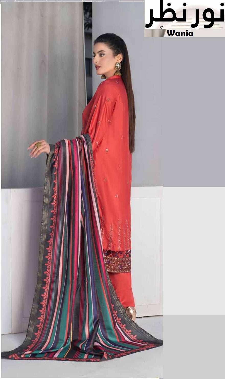 3 piece VISCOSE SILK EMBROIDERED SHIRT WITH FANCY PRINT DUPATTA-Noor-e-Nazar by Wania