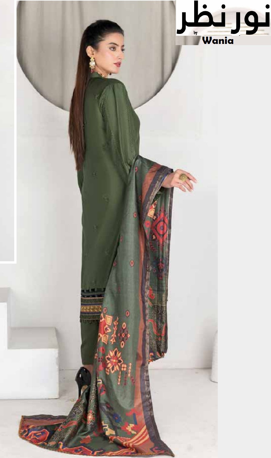 3 Piece VISCOSE SILK EMBROIDERED SHIRT WITH FANCY PRINT DUPATTA-Noor-e-Nazar by Wania