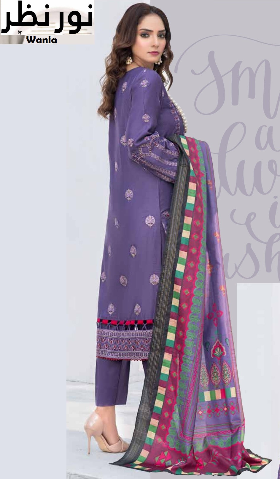 3 Piece VISCOSE SILK EMBROIDERED SHIRT WITH FANCY PRINT DUPATTA Noor-e-Nazar by Wania