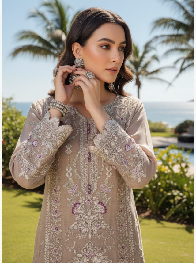 Velessa By Dressline-Semi‑stitched 3‑Piece Luxury Embroidered Chiffon Collection