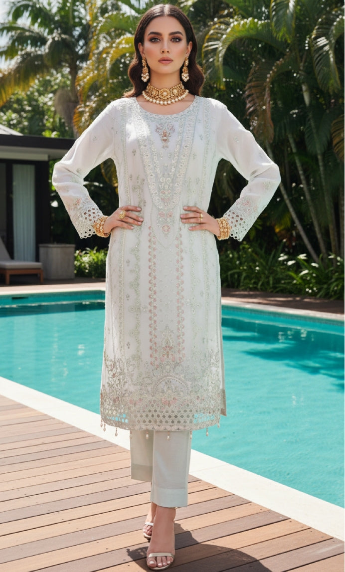 Velessa By Dressline-Semi‑stitched 3‑Piece Luxury Embroidered Chiffon Collection