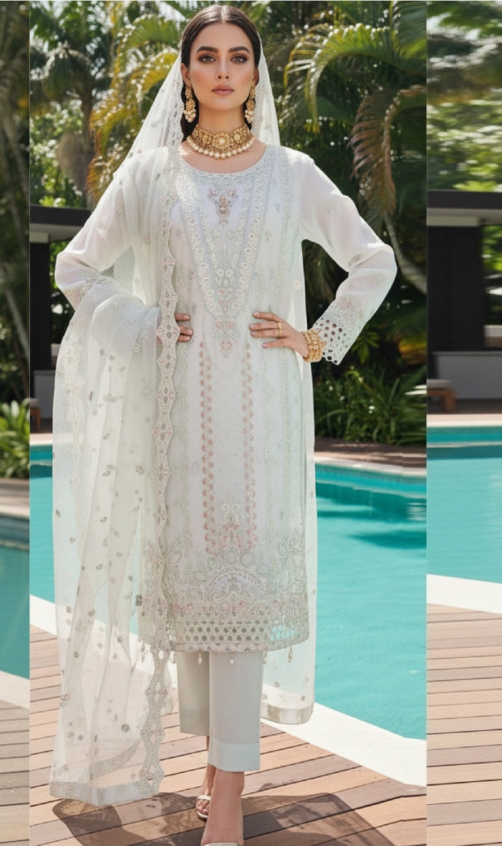 Velessa By Dressline-Semi‑stitched 3‑Piece Luxury Embroidered Chiffon Collection