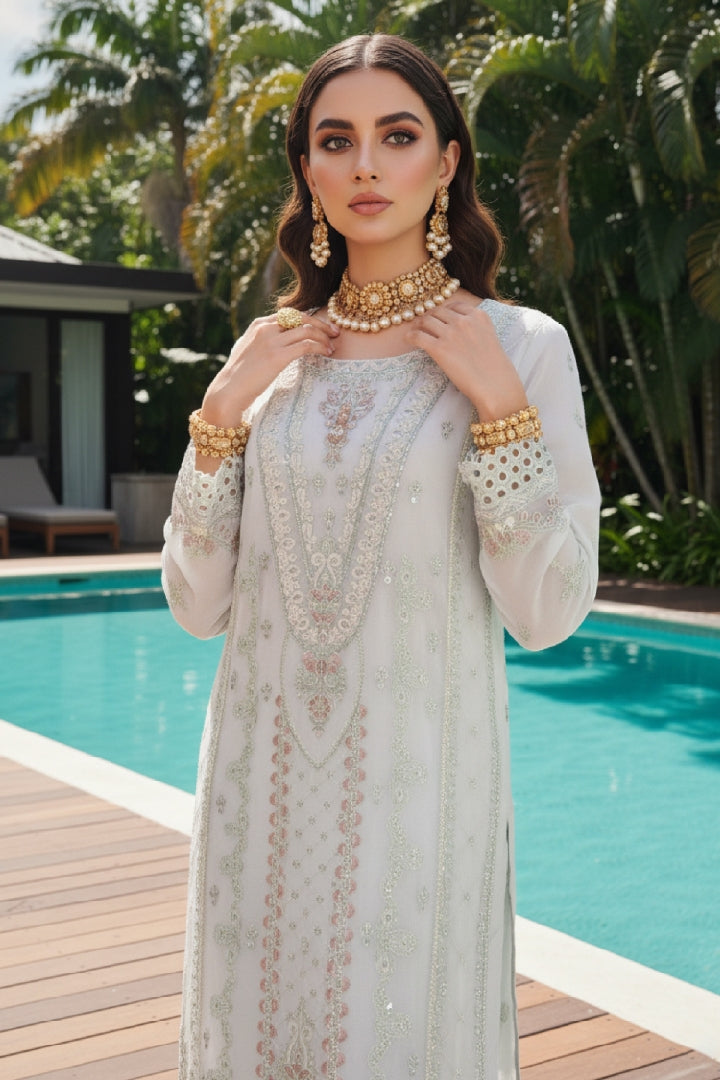 Velessa By Dressline-Semi‑stitched 3‑Piece Luxury Embroidered Chiffon Collection