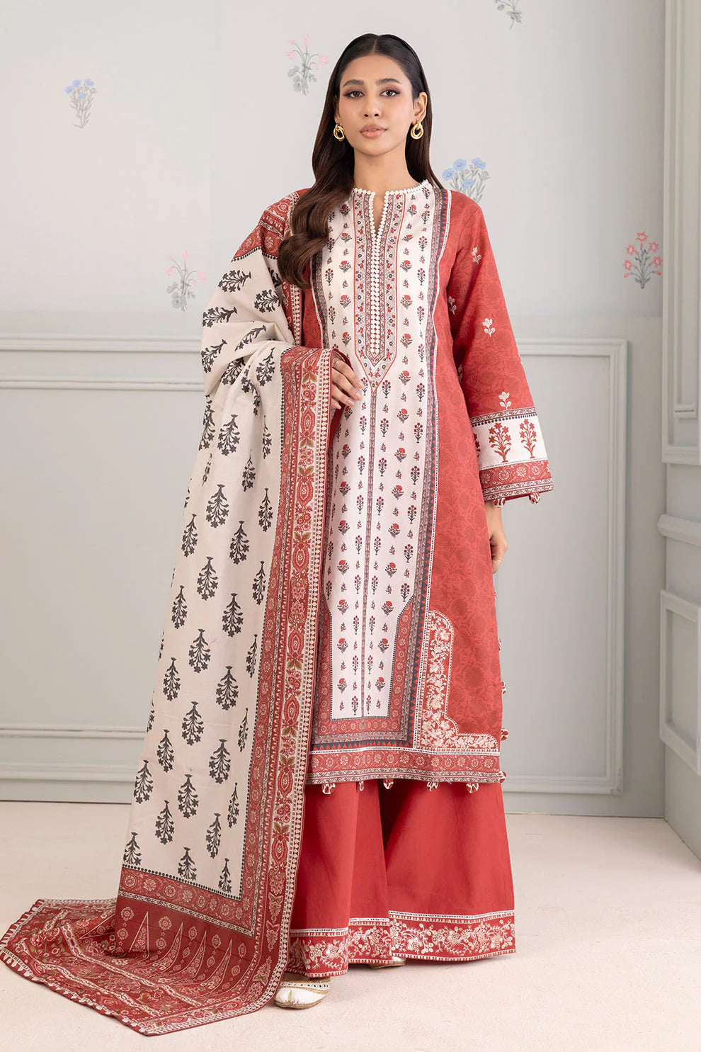 Zellbury Summer Embroidered Lawn Unstitched 3Pc Suit WUS25E30344