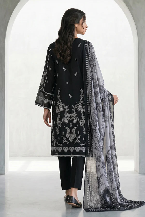 Zellbury Monochrome Lawn Unstitched 3 Pc-1028