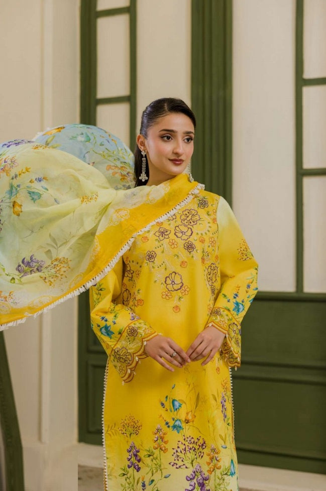 Digital Printed Embroidered Suit PR-576