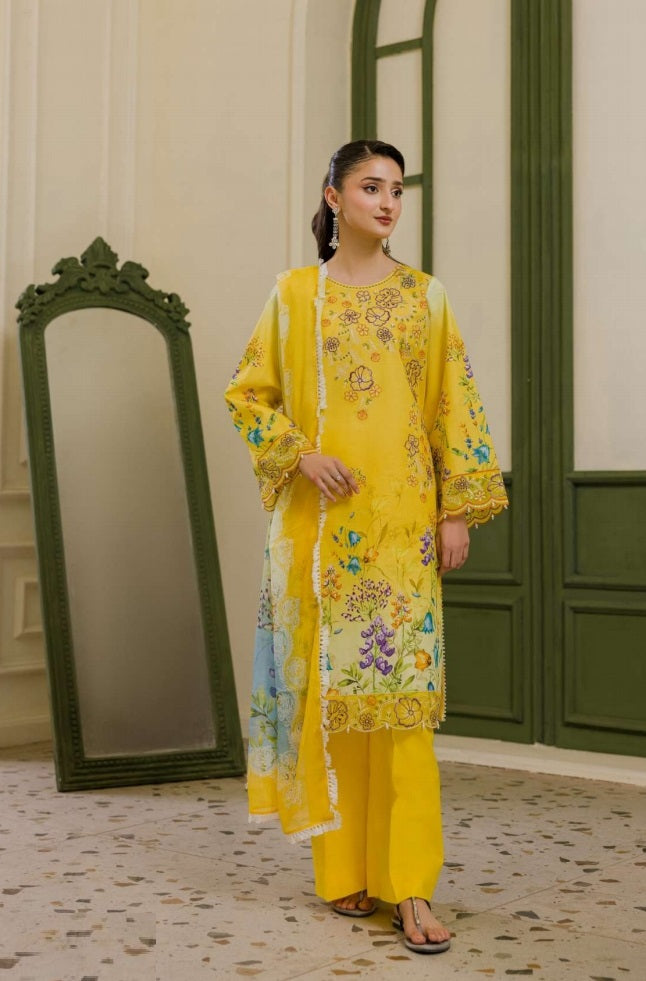 Digital Printed Embroidered Suit PR-576