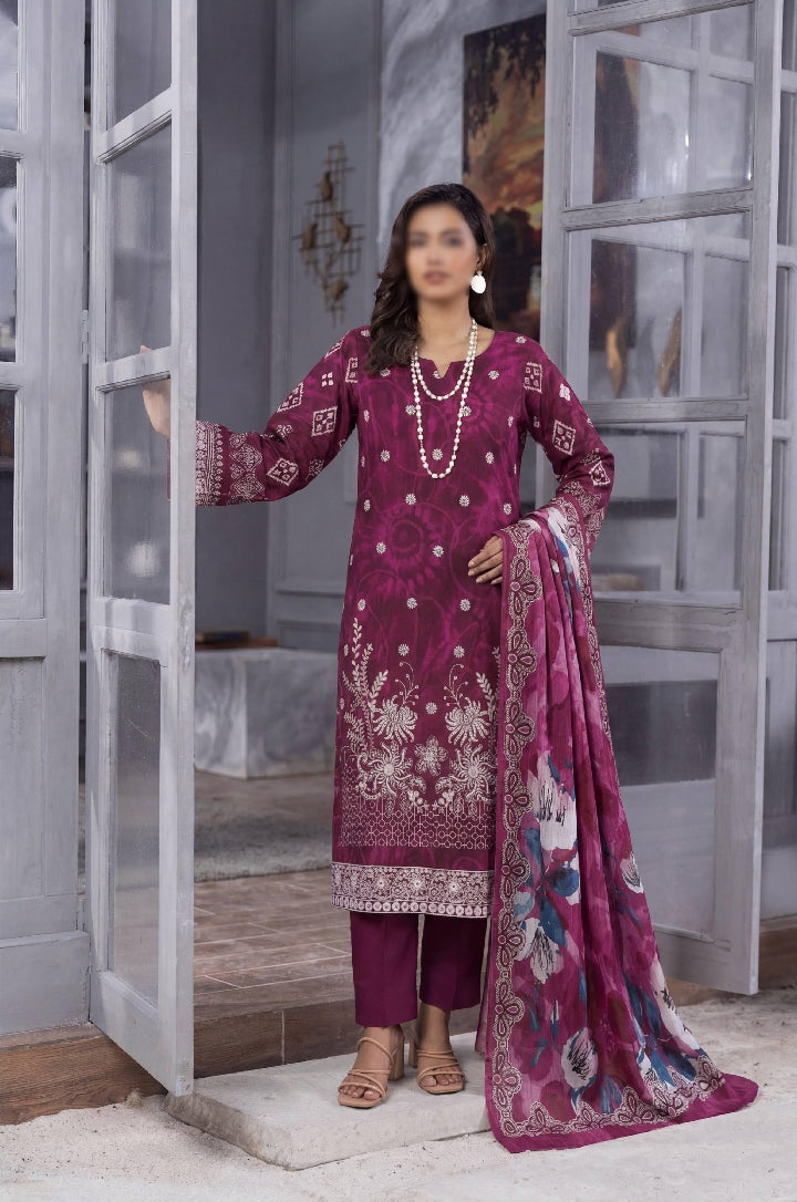 FANTAK CRAFT  Digital Print Slub Lawn Embroidered 3PC Suit