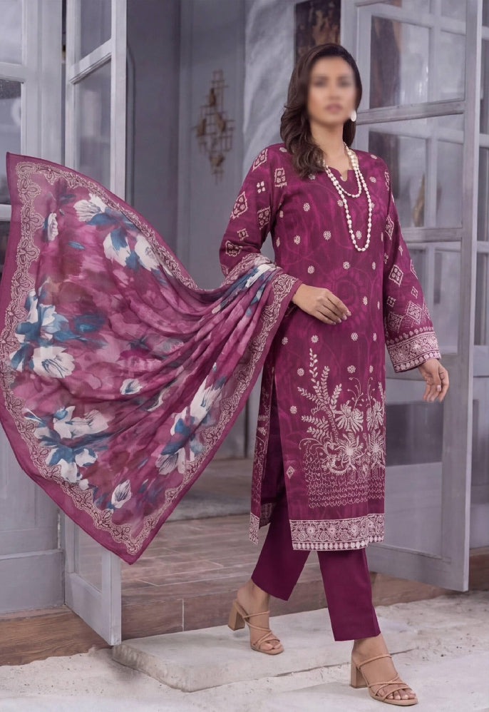 FANTAK CRAFT  Digital Print Slub Lawn Embroidered 3PC Suit