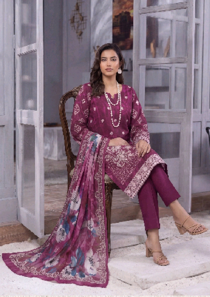 FANTAK CRAFT  Digital Print Slub Lawn Embroidered 3PC Suit