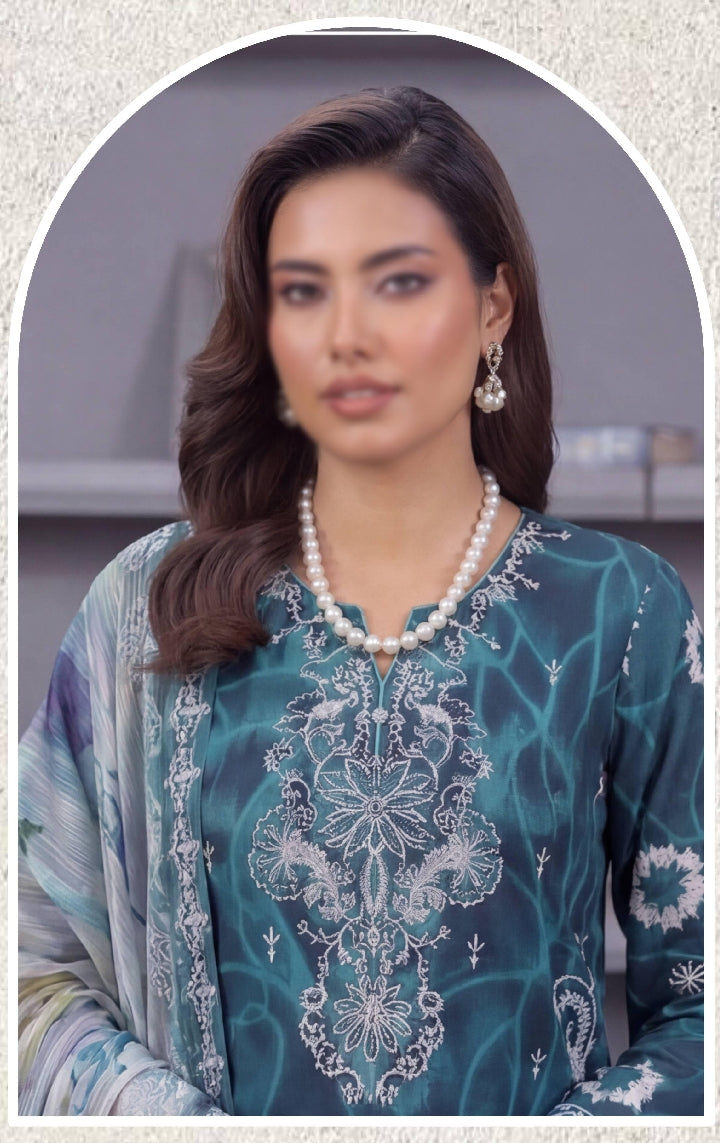 FANTAK CRAFT  Digital Print Slub Lawn Embroidered 3PC Suit