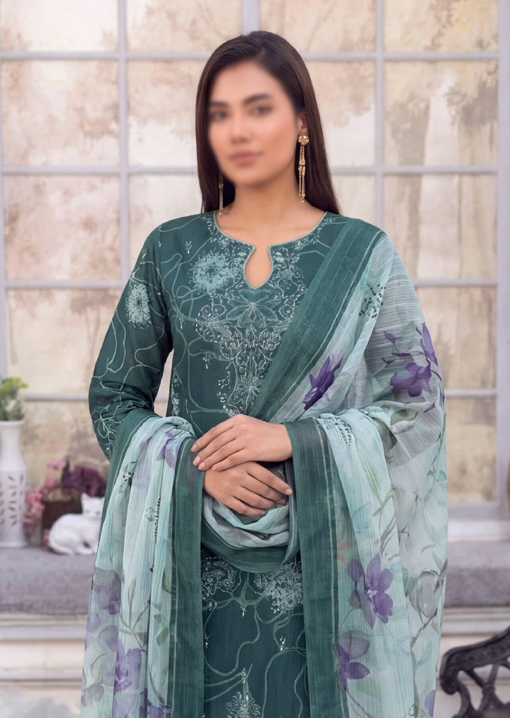 FANTAK CRAFT  Digital Print Slub Lawn Embroidered 3PC Suit