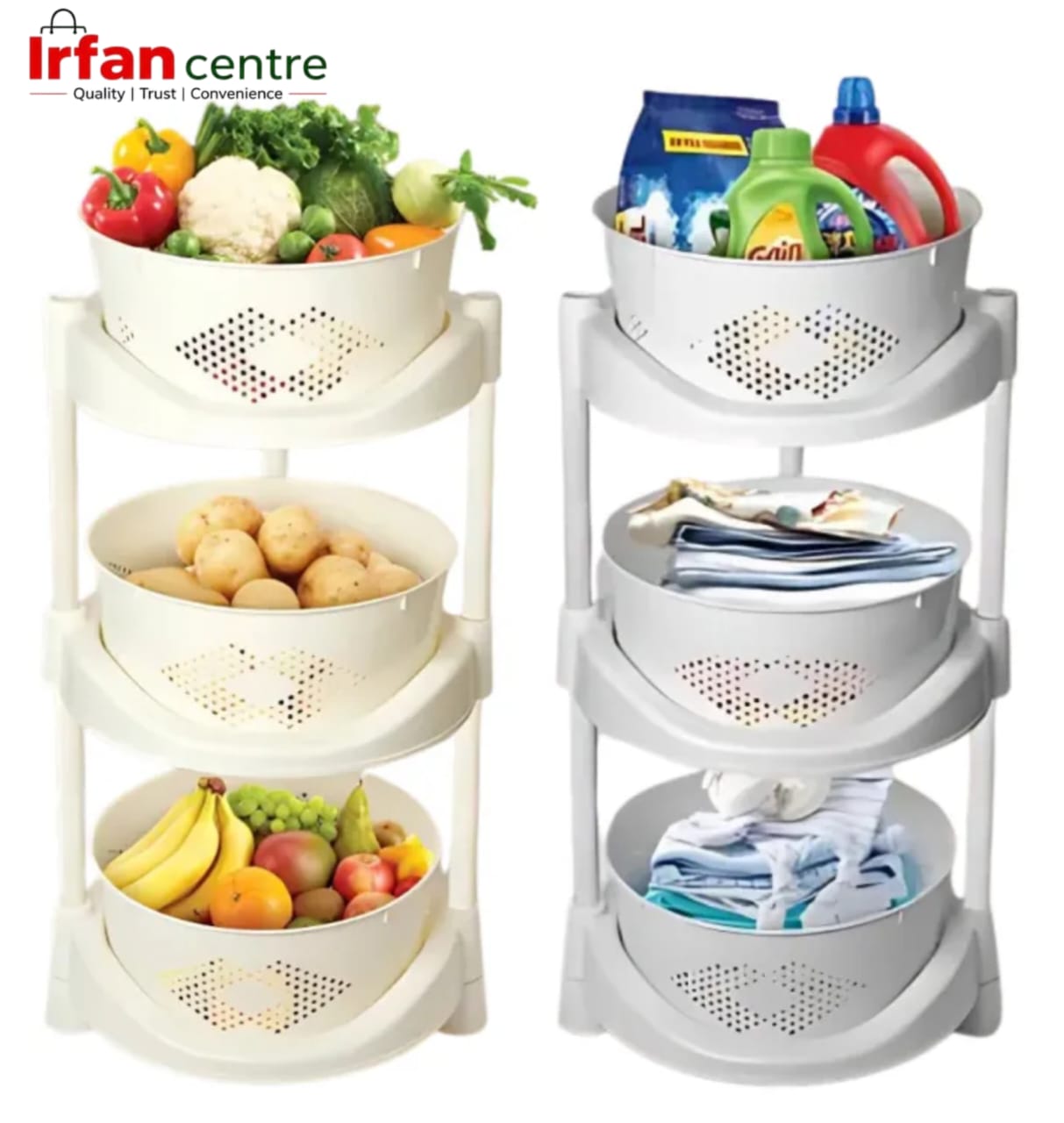 multipurpose vegetable basket and rack | Plastic rack with 3 Layers for Kitchen Organization