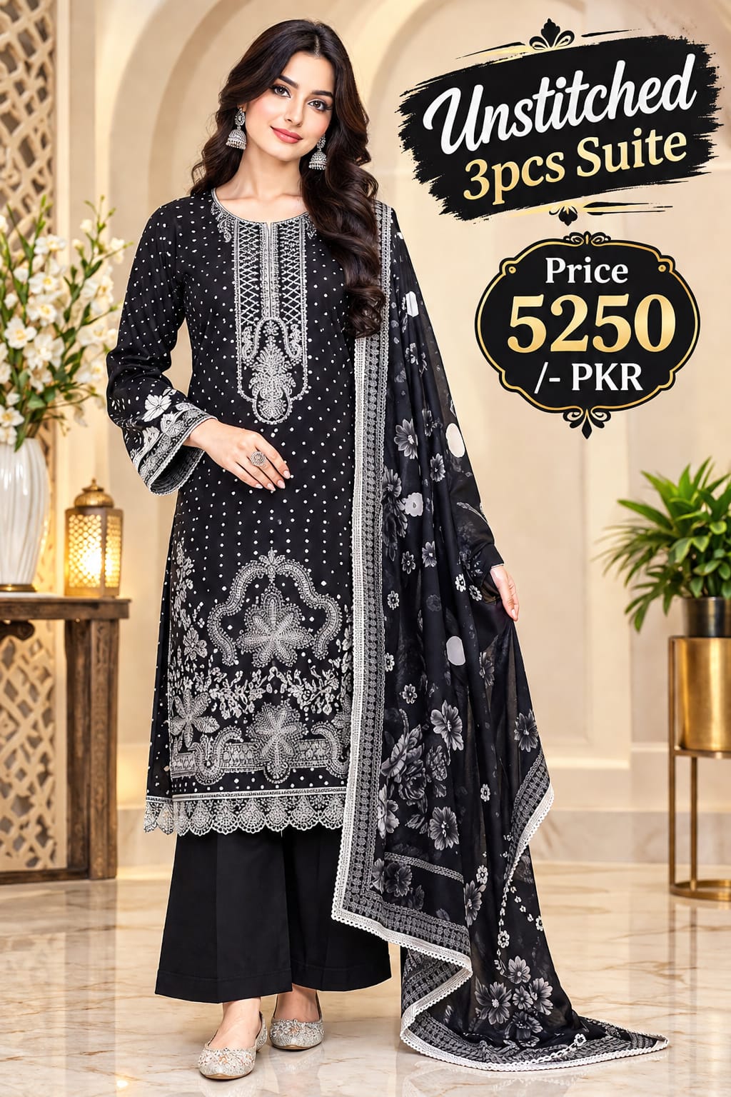 MIST - FANTAK 💜 VOL-1001 Unstitched 3Pcs Suit Stapl Slub Digital Print