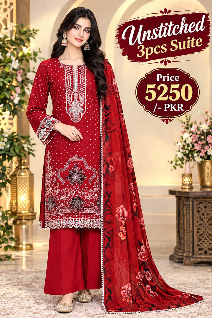 MIST - FANTAK 💜 VOL-1001 Unstitched 3Pcs Suit Stapl Slub Digital Print