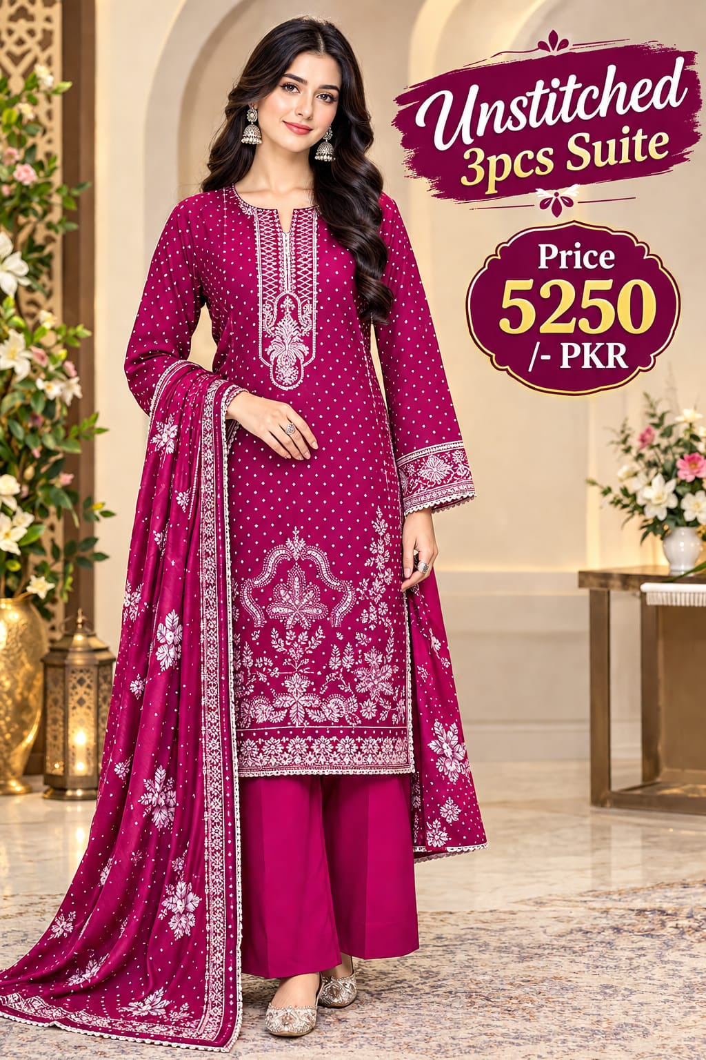 MIST - FANTAK 💜 VOL-1001 Unstitched 3Pcs Suit Stapl Slub Digital Print